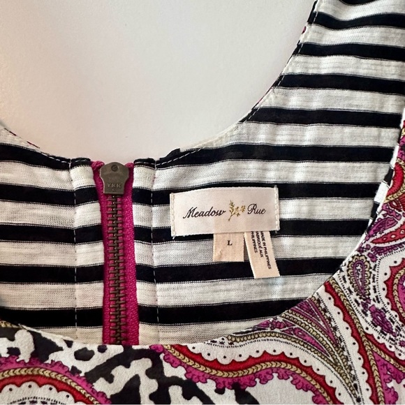 L Meadow Rue tank top with paisley and black and white stripes - Picture 3 of 7